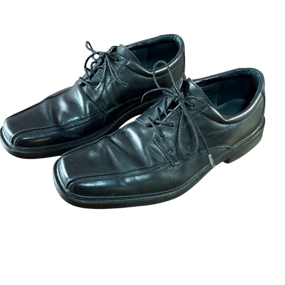 Bostonian Dress Shoes Mens 9.5 Black Good Leather Square‎ Toe Lace Up Oxfords